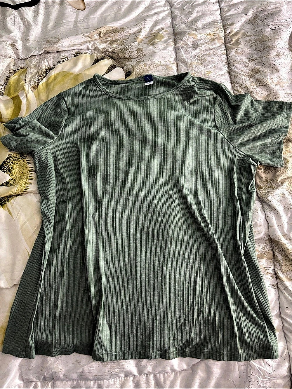 Old Navy Luxe Rib-Knit Crew-Neck Tee Green XL